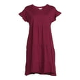 thumbnail image 3 of Time and Tru Women's Flutter Sleeve Knee Length Tiered Dress, 3 of 5