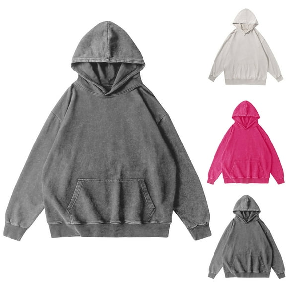 Momasggi Oversized Vintage Hoodie for Men Big and Tall Long Sleeve Drop Shoulder Hooded Sweatshirt Fashion Solid Color Pullover Tops with Pockets Gray 2XL