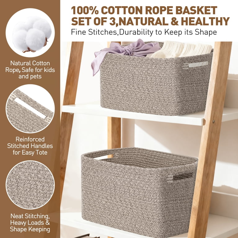 Xueyu Woven Cotton Rope Storage Baskets, 3-Pack photo 2