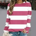 thumbnail image 3 of Scyoekwg Sweatshirt for Women Round Neck Raglan Sleeve Sweatshirt Long Sleeve Striped Dressy Casual Blouse Tops for Women Trendy Loose Pullover (Pink,L), 3 of 4