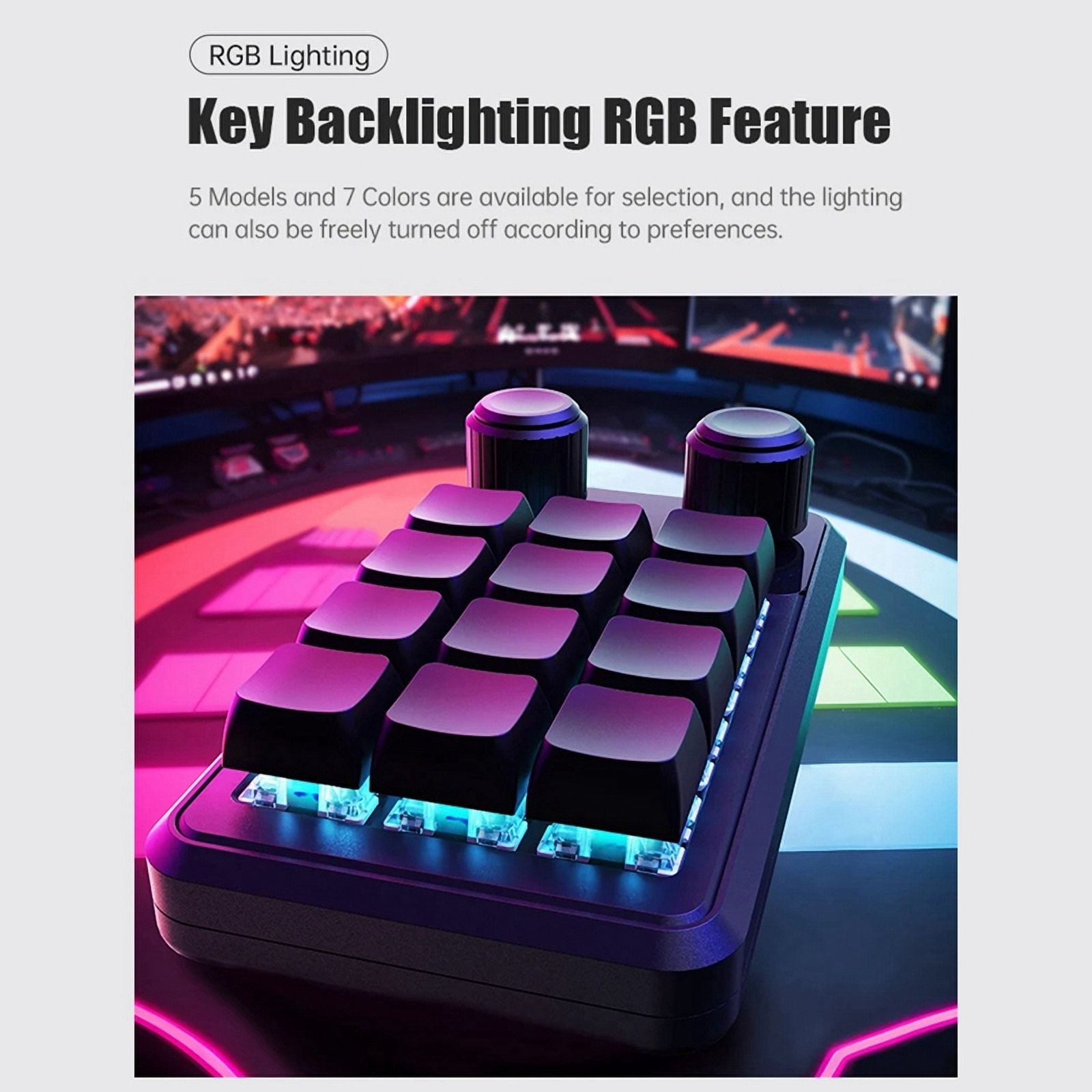 Programming Macro Custom Wired Keyboard RGB 12 Key Copy Paste Button Mini Gaming Keypad Hotswap Macropad White