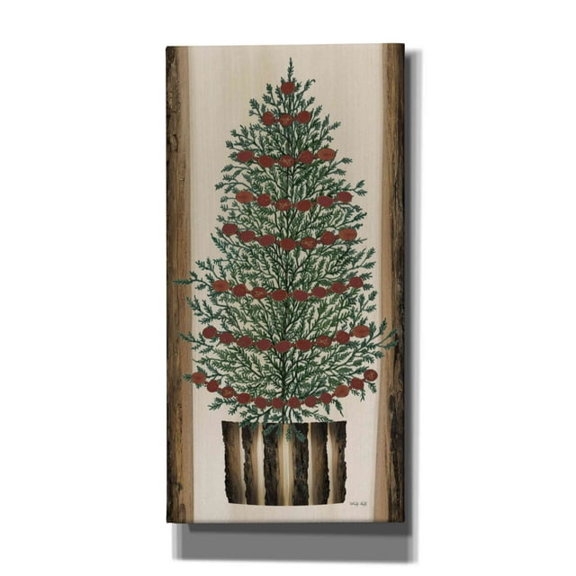 Epic Graffiti 'Wood Land Cedar Tree' by Cindy Jacobs, Canvas Wall Art, 12"x24"