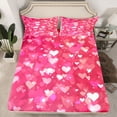 thumbnail image 2 of Feelyou Love Heart Teens Queen Sheet Sets, Glitter Pink Cartoon Flat Sheet, Romantic Valentine's Day Queen Fitted Sheet, Microfiber Bedroom Decor, 4 Pieces, 2 of 7