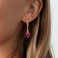 thumbnail image 3 of Gem Stone King 18K Yellow Gold Plated Silver Red Created Ruby Pink Moissanite and White Lab Grown Diamond Drop Dangle Earrings for Women (3.29 Cttw, Heart Shape 7MM, Round 4MM), 3 of 3