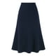 thumbnail image 1 of Faldas acampanadas de cintura alta INSPIRE CHIC para mujeres, falda midi de color sólido de negocios casual de los años 1950, color azul marino, 1 of 6
