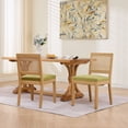 thumbnail image 4 of CQSXDA Farmhouse Rattan Dining Chairs Set of 2 Natural Hardwood Frame Mid Century Modern Kitchen and Dining Room Chairs, Olive Green, 4 of 17