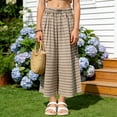 thumbnail image 2 of Zanarzt Girls Pants Toddler Kids Summer Cotton Linen Pants Boys Girls Casual Plaid Long Pant Beach Pants 3-4 Years,Coffee, 2 of 7