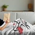 thumbnail image 3 of I Love You Soft Flannel Fleece Throw Blanket, Handwritten Illustration Swirly Designed Calligraphy with Pink and Red Hearts, Cozy Plush for Indoor and Outdoor Use, 70" x 90", Multicolor, by Ambesonne, 3 of 5