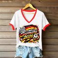 thumbnail image 1 of Women's Football Graphic T-Shirt, Women's V-Neck Short Sleeve Letter Print T-Shirt for Casual Summer for Soccer Tournament 2026 White Size: 2XL, 1 of 5
