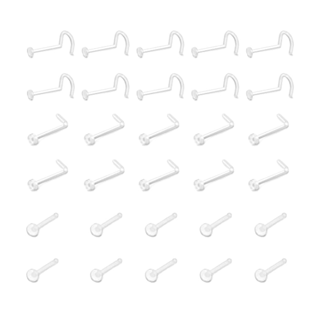 20 Piercings De Nez Pour Femme - Pendentifs En Forme De L Avec Zircon Brillant - Acier Inoxydable, Styles élégants - 11