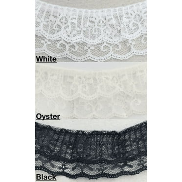 2" Ruffled Gathered Lace Two Tier Trimming - 9 Total Yards - Color Options!