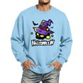 thumbnail image 5 of Halloween Themed Sweatshirt for Men Cute Ghost Graphic Casual Long Sleeve Spooky Pullover Sweatshirt New Trendy Comfort Tshirts Sky Blue XXXL, 5 of 6