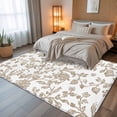 thumbnail image 5 of 5x7 Area Rugs, Khaki Flower Non-Skid Rubber Backing Large Rectangle Rugs - Living Room Bedroom Home Office, Vintage Farmhouse Boho Leaf Spring Plant Indoor Floor Mat Carpets Washable Rug, 5 of 9
