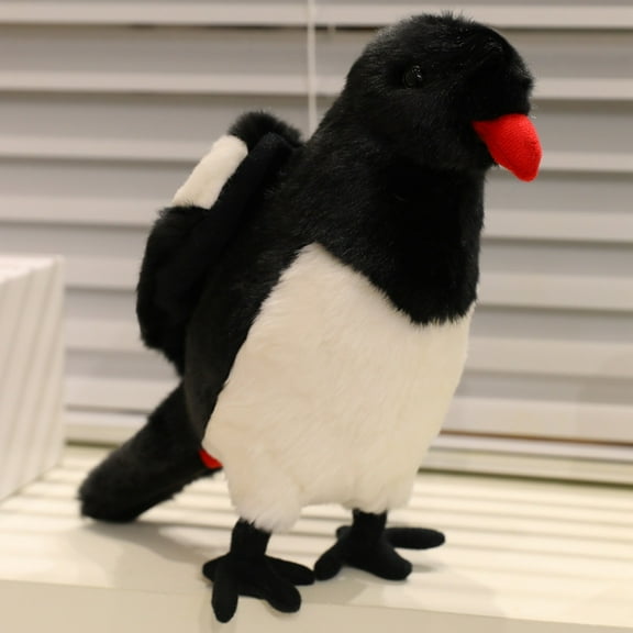 Simulated Magpie Stuffed Animal Plush Doll Gift - Fun Educational Bird Plush Toy Birthday Gift-8.7''
