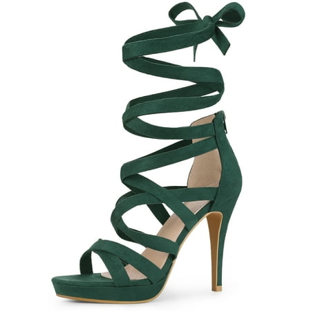 

Unique Bargains Women s Strappy Platform Lace Up Stiletto Heel Sandals