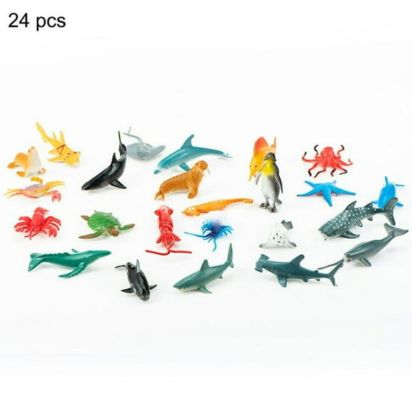 24 Pcs PVC Ocean Animals Figure Sea Creatures Model Toys Dolphin Turtle