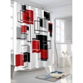 thumbnail image 3 of Shower Curtains Abstract Black Red Geometric Bath Curtain Stripes Modern Art Waterproof Bathroom Shower Curtain Set with Hooks Decoration 72 x 84 Inches, 3 of 7