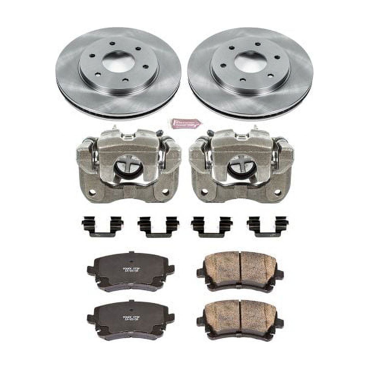 PowerStop Front Stock Replacement Brake Pad and Rotor Kit with Calipers Fits: NISSAN Select Models KCOE2442