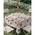 thumbnail image 3 of Square Outdoor Tablecloth with Umbrella Hole Independence Day Outside Table Cloth Waterproof Patio Table Cover 4th of July Red Blue Strip Love Burlap Zipper Tablecloths for Picnic Camping 60x60 Inch, 3 of 8