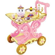 Disney Store Official Beauty and The Beast ''Be Our Guest'' Singing Tea Cart Play Set, Tea Party Set for Little Girls, Kids Kitchen Pretend Play Toddler Dress Up Tea Set for Girls