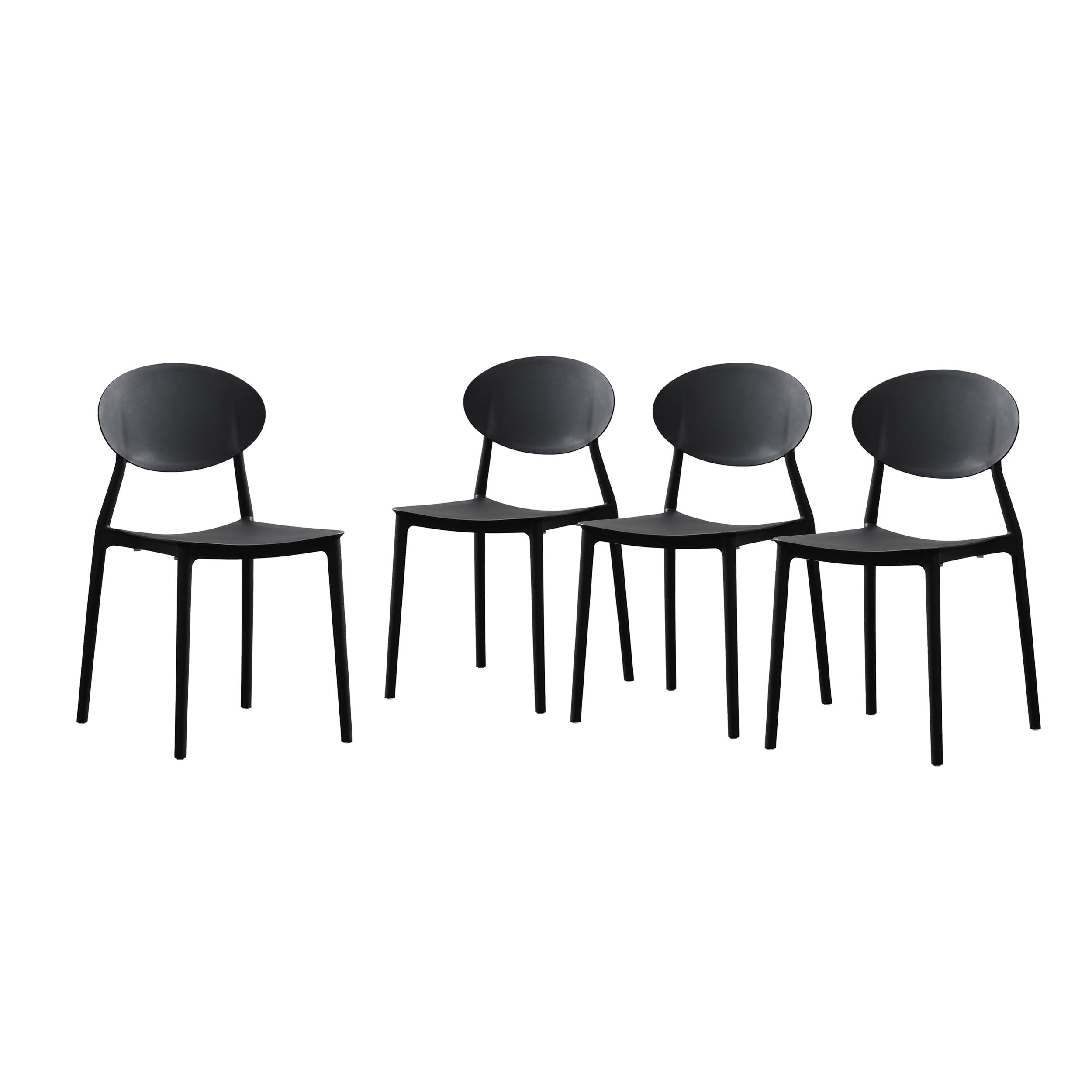 Landry Outdoor Plastic Chairs, Set of 4, Black