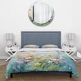 thumbnail image 3 of Designart "Breezy Meadows in Yellow and Pink III" Meadow Bedding Covert Set - Landscapes Pink Traditional Bed Set With 2 Shams, 3 of 5