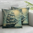 thumbnail image 3 of Creowell Throw Pillow Cover Ship Sailing Boat Sail Vintage Old Sea Sketch Wave Pillowcase Home Decorative Square Pillow Case Cushion Cover, 3 of 5