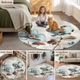 thumbnail image 5 of Tulip Flower Round Area Rug 3.3 FT, Non Slip Small Entryway Kitchen Mat, Teal Brown Vintage Floral Plant Botanical Washable Soft Circular Rug Non-Shedding Door Mat for Bathroom Playroom Kids Room, 5 of 9