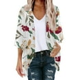 thumbnail image 2 of Red Summer Kimono Cardigan,Cardigans for Women Summer Chiffon Floral Print Puff Sleeve Kimono Cardigan Loose Beach Cover Up Casual Blouse Tops, 2 of 4