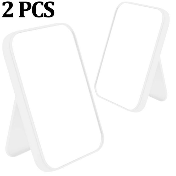 2-Pack Desktop Foldable Makeup Mirror Simple Portable Princess Mirror,Small Mirror for Desk,Square Makeup Mirror for Women (White)