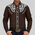 thumbnail image 2 of Vacation Shirts for Men Summer Western Cowboy Long Sleeve Embroidered Slim Fit Button Down with Pockets Hawaiian Shirts for Men, 2 of 4