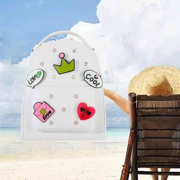 GBAYXJ Clog Silicone Jelly Backpack With Charms Cute Mini Backpack Daypack Bag Charms Silicon Hole Bag For Women And Girls(White)