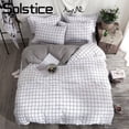 thumbnail image 2 of Solstice Home Textile - Funda de edredón con entramado negro, funda de almohada, sábanas, juegos de cama sencillos para niños y niñas, camas individuales, camas dobles, 2 of 5