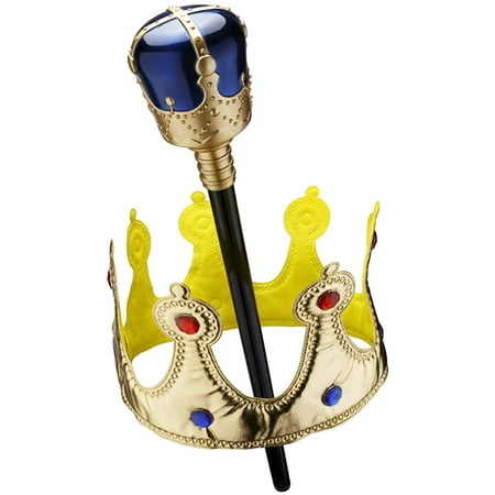 Dress Up America Kids Little Gold Crown and Scepter With Blue Orb One Size Fits Most