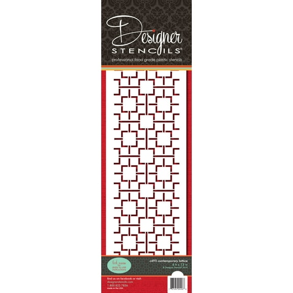 Designer Stencils Contemporary Lattice Cake Stencil Side, Beige/semi-transparent