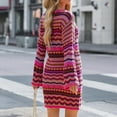 thumbnail image 6 of ZMHEGW Dress For Womens Sweater Rainbow Striped Long Sleeve Loose Crochet Striped Hollow Out Mini Casual Sweater Dresses For Women 2022 Wedding Guest, 6 of 6