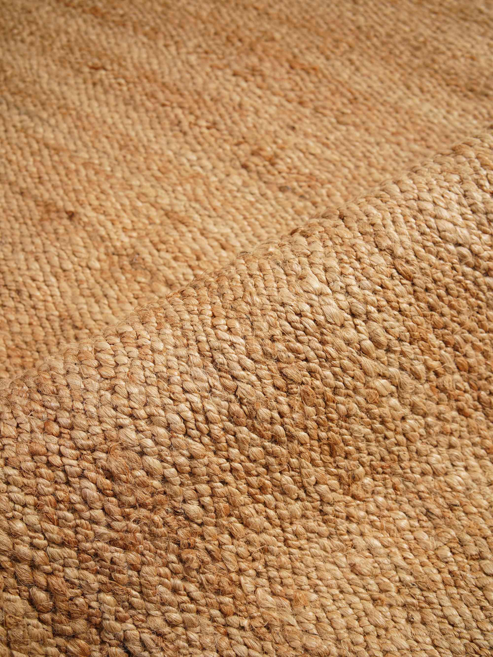Rugsotic Carpets Hand Woven Jute 6'x6' Round Area Rug Solid Light Brown J00008