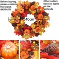 thumbnail image 2 of Coronas de otoño con luz LED 40 cm Hoja de arce de otoño Guirnalda de bayas de calabaza Guirnalda de flores artificiales Puerta delantera para Halloween Navidad Acción de gracias Pared Decoración del JFHHH pequeña, 2 of 5