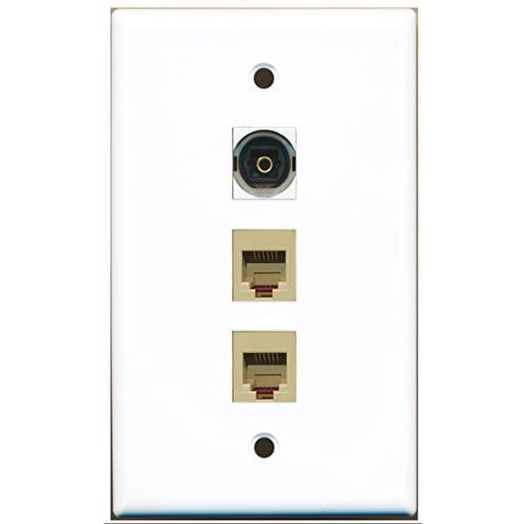 RiteAV - 2 Port Phone RJ11 RJ12 Beige and 1 Port Toslink Wall Plate