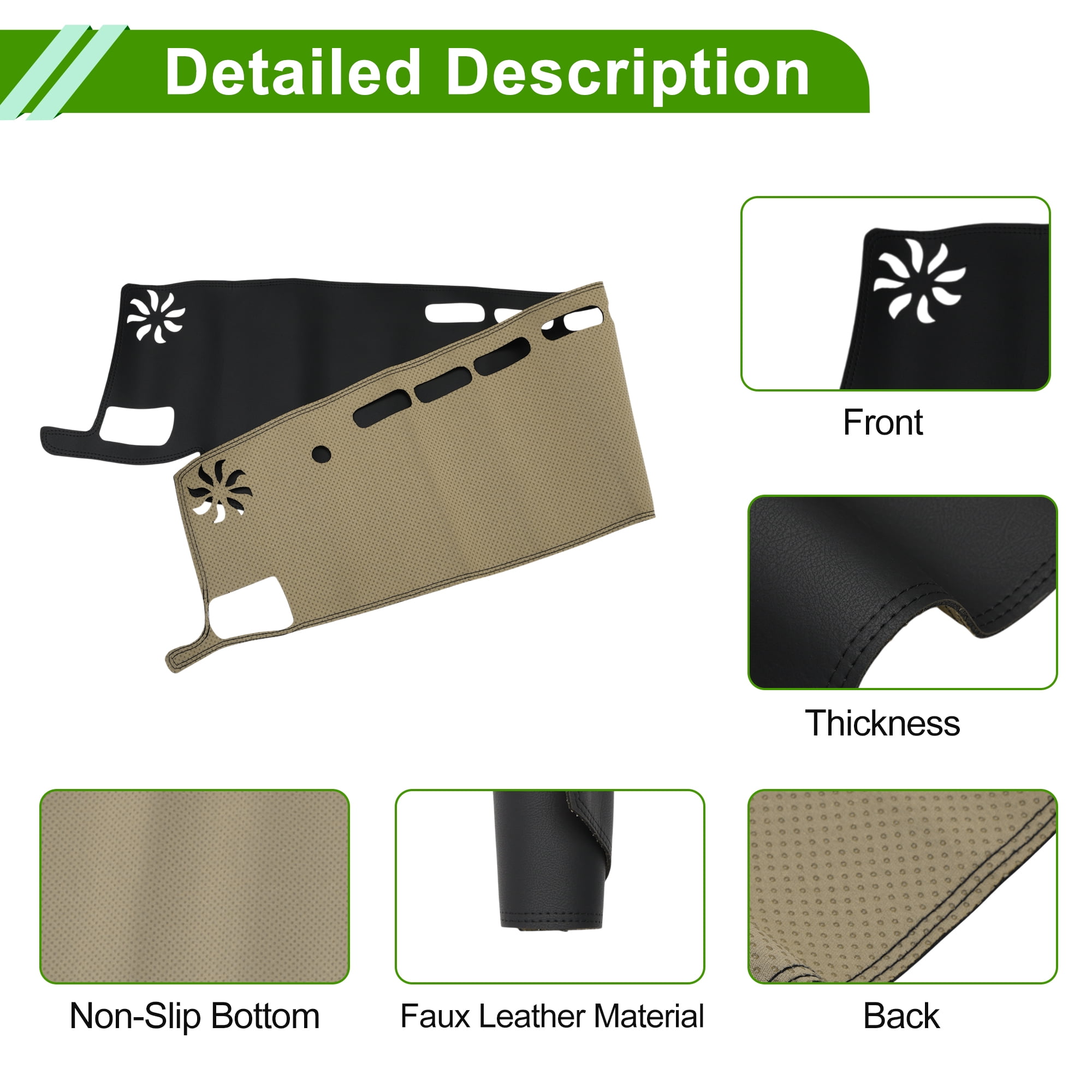 Unique Bargains Dashboard Cover for Toyota Highlander 2020-2025 with Hud Dash Cover Mat Carpet Center Console Dash Cover Mat Car Interior Faux Leather Black 1 Pcs