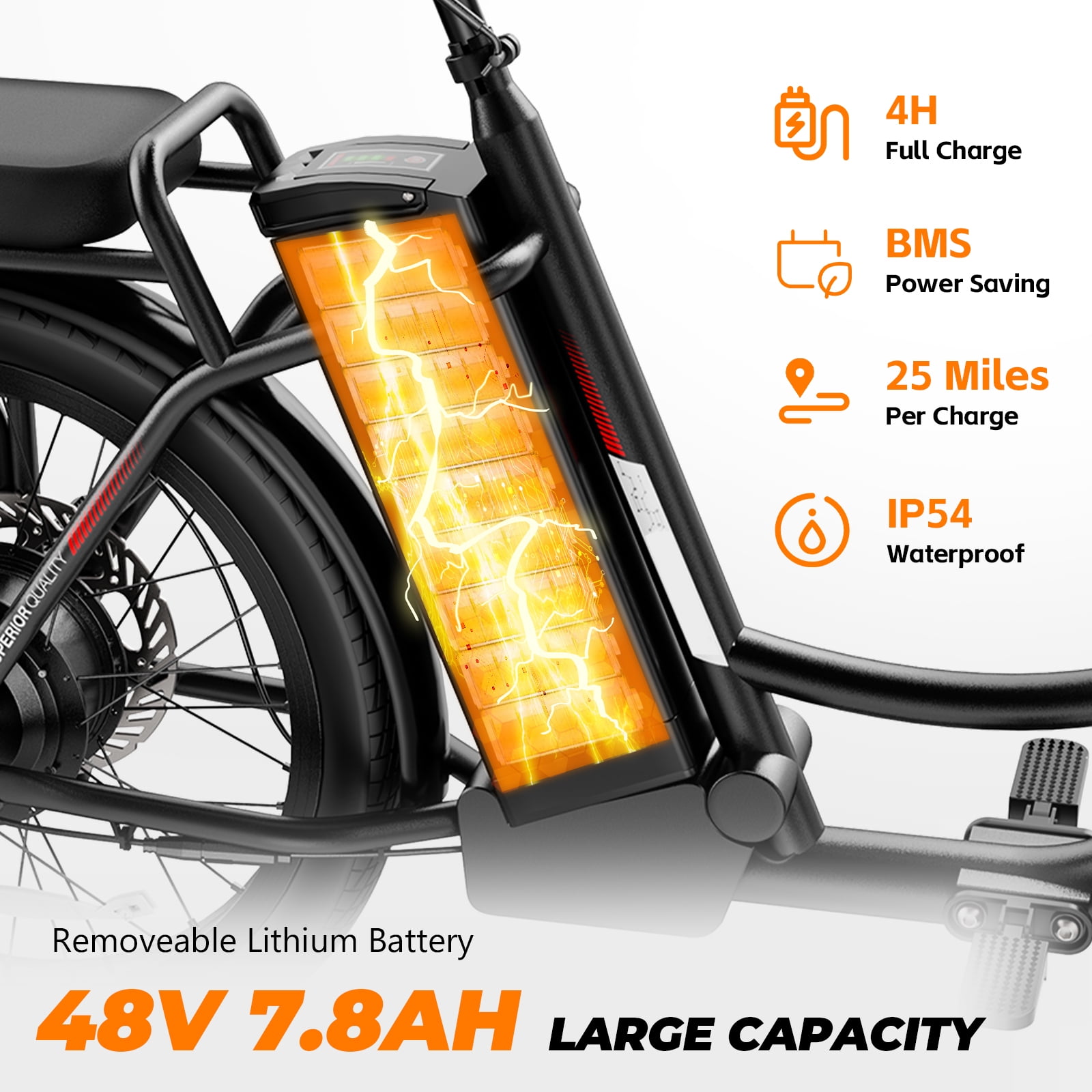 SANOPY 500W Electric Bike for Adults,48V Removable Battery,20 Mile Range&20MPH Max Speed,Electric Scooter with Seat,Commuter E-scooter for Adults and Teens,Black,UL2272