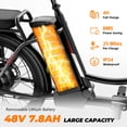thumbnail image 3 of SANOPY 500W Electric Scooter for Adults with Seat,48V Removable Battery, 20 Mile Range, 20MPH Max Speed,Shock Absorber, Rear Rack, Commuter E-Bike for Teens and Adults, 3 of 9