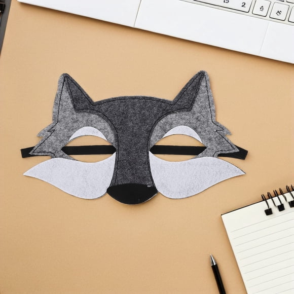 Minkissy 10Pcs Detailed Wolf Felt Half Face Mask Light Grey Animal Masquerade Mask for Dress Up