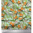 thumbnail image 1 of Soimoi Rayon Fabric Leaves & Tropical Flower Watercolor Print Sewing Fabric Yard 56 Inch Wide, 1 of 1