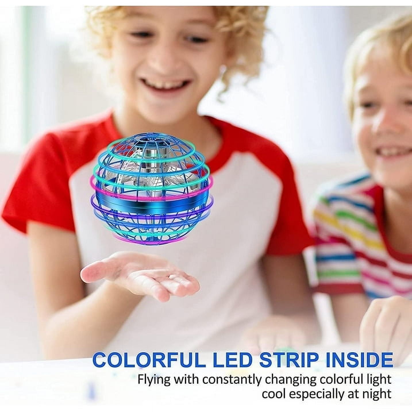 Flying Ball Toys, Hover Orb, Upgrade Flying Orb Mini Drone Floating Boomerang Ball 360°Rotating LED Light Fly Spinner Cool Toys Magic Toy Safe for Kids Teen Adults Indoor Outdoor