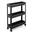 thumbnail image 1 of Costway 3-Tier Slim Rolling Storage Cart 2-Pack with Wheels, Detachable Design for Kitchen Black, 1 of 10