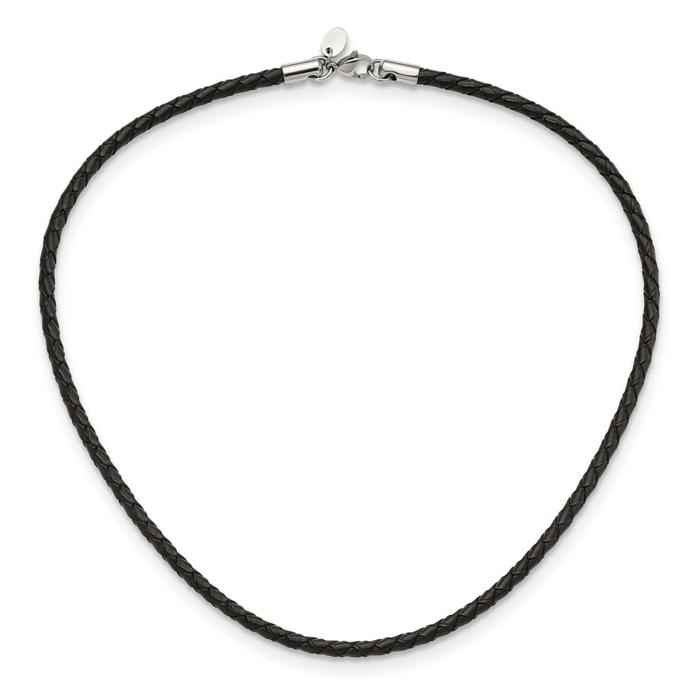Stainless Steel Cord & Leather Chain Necklace Chisel 4 mm Genuine Weave 18 inch