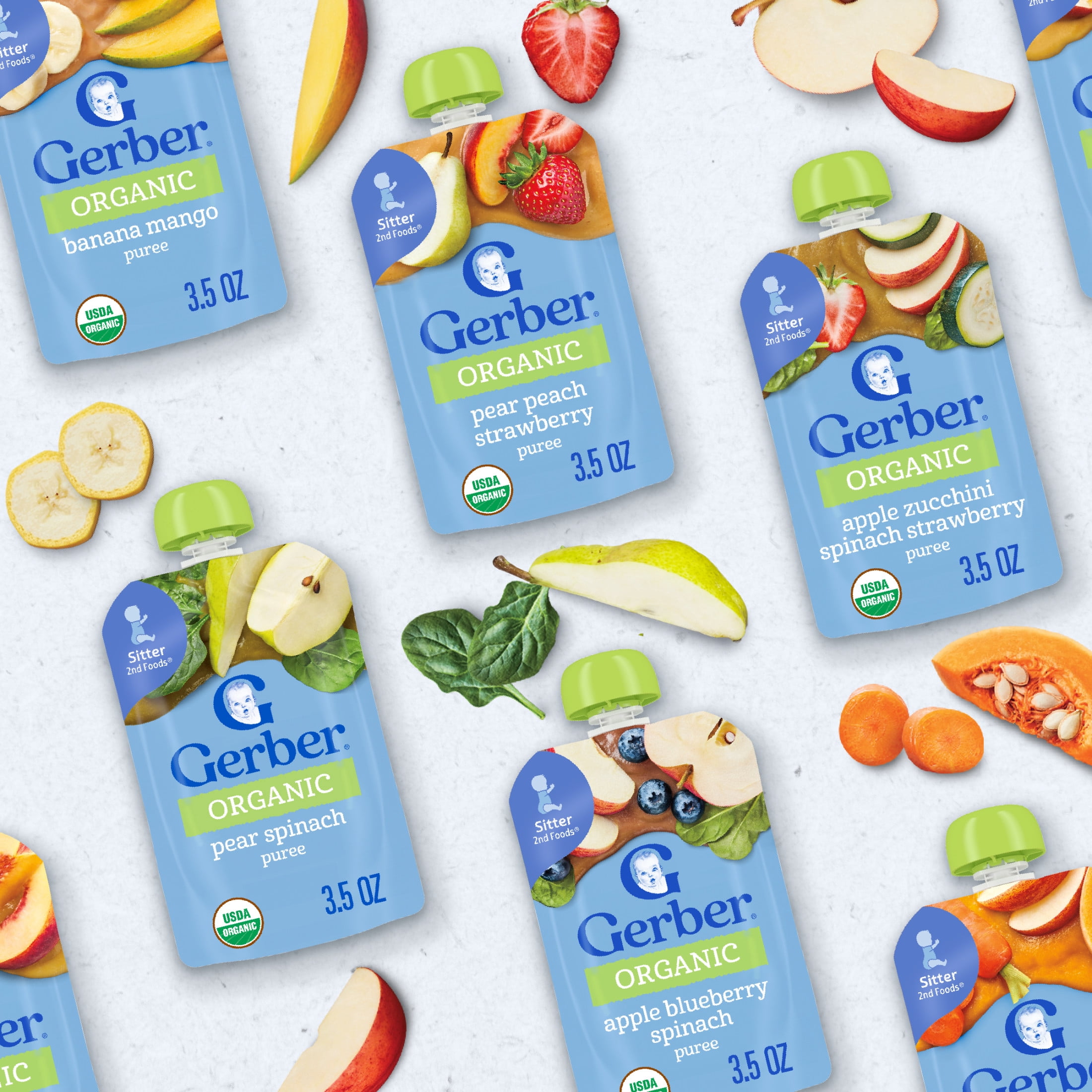 Gerber 2nd Foods Organic Baby Food, Pear Peach Strawberry, 3.5 oz Pouches (12 Pack)