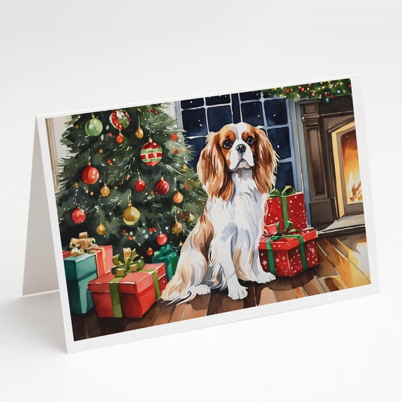 Cavalier Spaniel Cozy Christmas Greeting Cards Pack of 8 7 in x 5 in