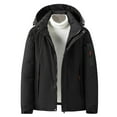 thumbnail image 3 of Sentmoon Winter Jackets Color Block Long Sleeve Drawstring Hooded Neck Coat Plus Size Zipper Windbreaker Waterproof Men Clothing Fall Comfy for Travel and Hiking Black XL, 3 of 9